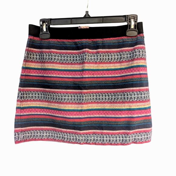 American Eagle Multicolor Woven Mini Skirt Striped Southwest Boho Style 4 Summer - Picture 1 of 4